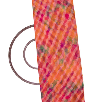 Peach Colour Lehariya Print Georgette Fabric